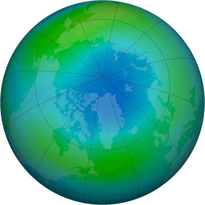 Arctic ozone map for October 2002